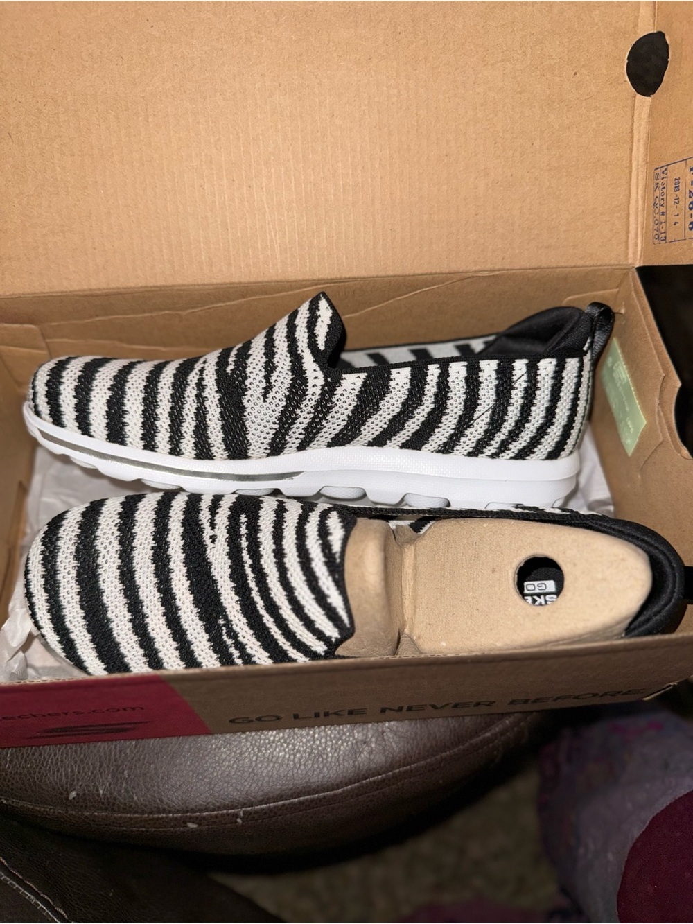 Skechers Black & White Slip-On Knit Loafers